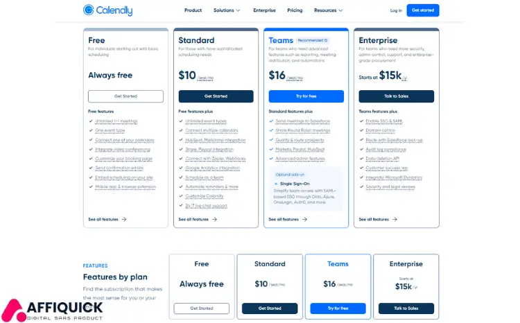 Calendly pricing plans